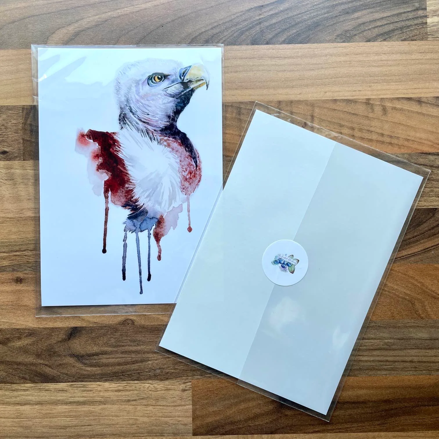 Watercolour painting of an American eagle's head with watecolour drip effect