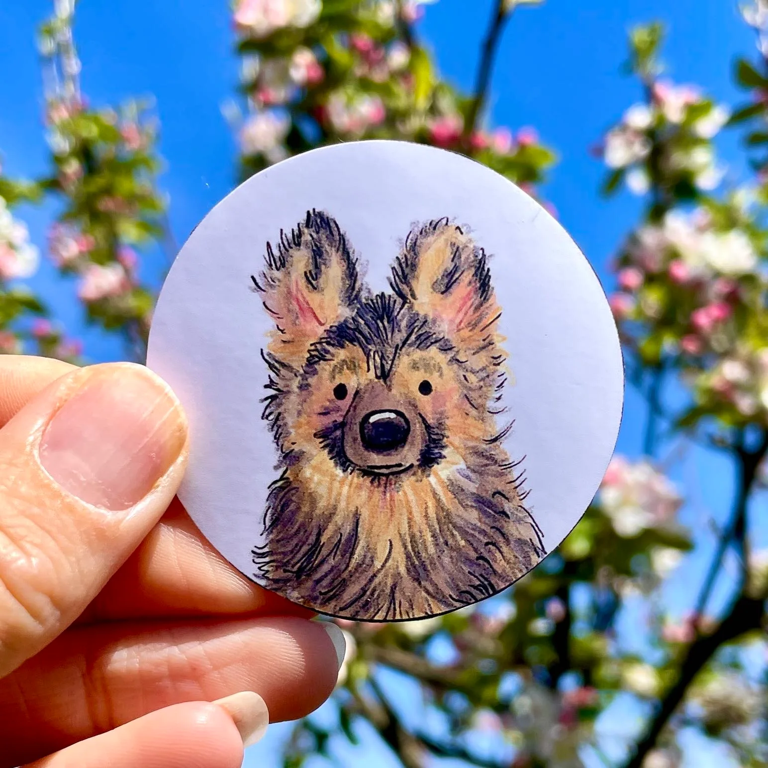 Vinyl die cut sticker of an alsatian puppy