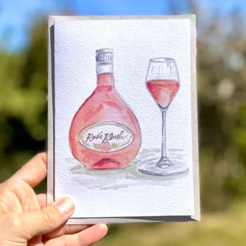 Water of Rosé Wine on A5 greetings card